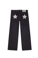 Jeans Gothiques Femme ONE DILEMMA Y2K, Mode, Paillettes, Étoile à Cinq Branches, Rivets, Rétro, Taille Mi-Haute, Jambes Larges