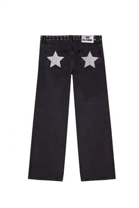 Jeans Gothiques Femme ONE DILEMMA Y2K, Mode, Paillettes, Étoile à Cinq Branches, Rivets, Rétro, Taille Mi-Haute, Jambes Larges - Product Image 1