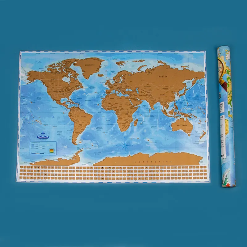 Mapa del mundo rascador de lujo, suministros de papelería para la escuela y la Oficina con pegatinas de pared, 82,5X59,4 cm
