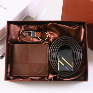 Men's Wallet Belt Gift Set Brown Leather Business Formal Valentine'S Day <b>Present</b> - Product Image 1