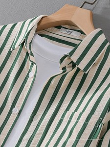 Support Customization of One Item <strong>Men's</strong> Casual Trend Striped Long Sleeved Shirt Thin and Loose <strong>Men's</strong> <strong>Top</strong> - Product Image 4