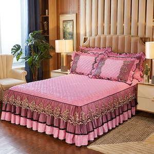 Drap de lit matelassé en velours épais et doux, couvre-lit <span class=keywords><strong>jacquard</strong></span> européen, <span class=keywords><strong>jupe</strong></span> de lit pour chambres à coucher et salons - Product Image 6