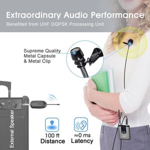 Para Panvotech UHF Bodypack MICRÓFONO INALÁMBRICO Lavalier auriculares para escenario enseñanza entrevistas DSLR <span class=keywords><strong>iPhone</strong></span> hablar en público - Product Image 6