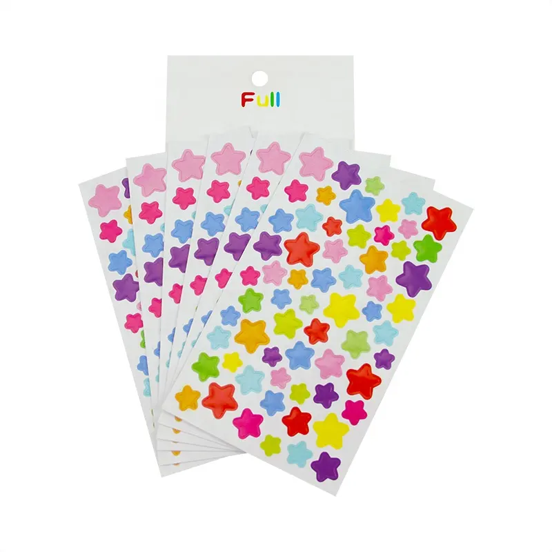 Custom Colorful Five-pointed Star Smiley Face Reward Encourage Children Sticker pack Teacher Stickers Set With Paper Card