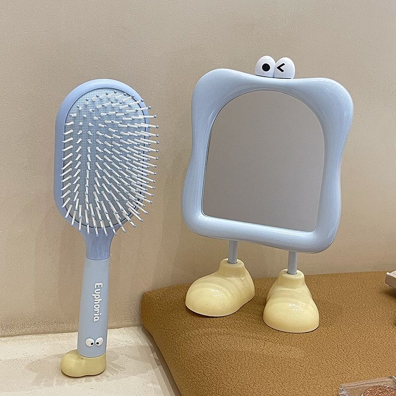 [Ensemble bleu d'Instagram] Grand miroir de maquillage pour les yeux et peigne coussin