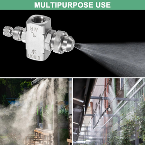 Boquilla de pulverización de dos fluidos <span class=keywords><strong>YY</strong></span> de 1/4 de pulgada de acero inoxidable plateada para humidificación y eliminación de polvo, boquilla de sifón ajustable de pulverización fina - Product Image 4