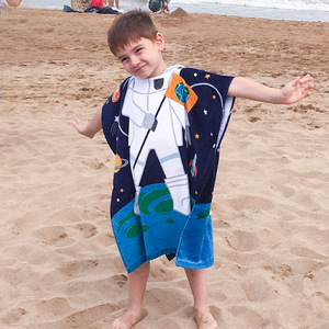 Sợi Nhỏ Thời Trang Poncho Trùm Đầu Quần Áo Bãi Biển Cho Trẻ Em Bé Tắm Toweling Với Cát-Miễn Phí Cape In Kỹ Thuật - Product Image 4