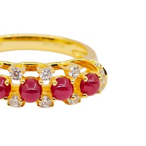 Anillo de plata 925 con circonita rubí y baño de oro de 18K de UM Jewelry, adecuado para hombres y mujeres, uso diario, regalo de aniversario de bodas, fiesta. - Product Image 2