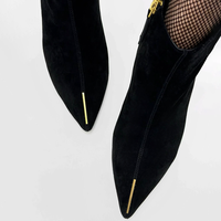 Bottines à talon fin doré de 8 cm, personnalisées, en daim, à bout pointu, pour occasions formelles