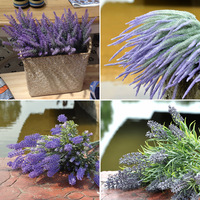 Buket Bunga Lavender Buatan dengan Sentuhan Flock, Buatan Tangan dari Sutra Plastik, untuk Dekorasi Rumah, Dapur, Kantor, Meja, Hari Ibu