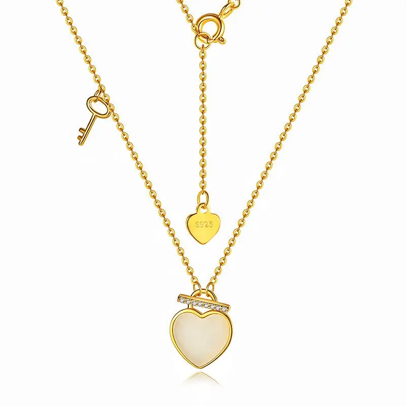 YINSAKI – collier en Jade en argent Sterling 925, pendentif clé en cœur, plaqué or 14K 18K 22K, bijoux en Jade, nouvel arrivage