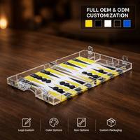 Logo personnalisé acrylique professionnel luxe clair + impression acrylique jeu de lucite planches plexiglas jeu de backgammon à vendre