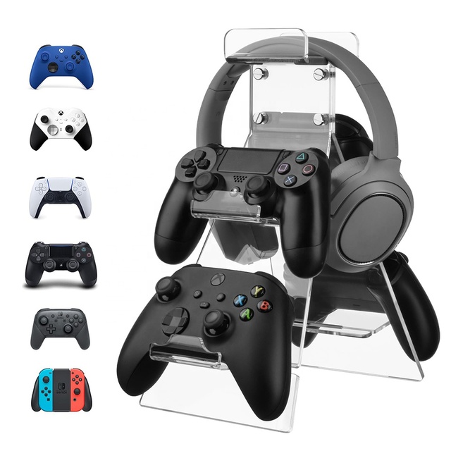 Custom Transparent Acrylic Gaming Headsets Headphones Controller Holder Organizer Game Controller Stand