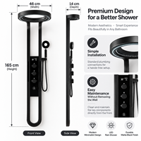 Colonne de douche thermostatique ronde à LED en acier inoxydable avec affichage numérique, vente en gros, OEM, ODM, logo personnalisé