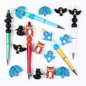 Colorful <b>Silicone</b> Animal <b>Beads</b> For Pen Decoration Mixed Shapes Owl Peacock Bird Charms DIY Accessories - Product Image 1