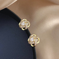 Boucles d'oreilles en argent sterling 925 ED282 avec cristal trèfle à quatre feuilles, bijoux simples et élégants pour femmes, accessoires de mariage