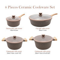 Set Panci Masak Anti Lengket Sanlang Berkualitas Tinggi, Lapisan Keramik Aluminium Cor Granit, Set Peralatan Masak Anti Lengket, Set Panci dan Wajan