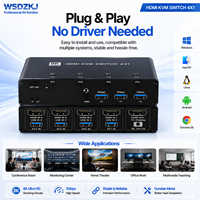 Commutateur KVM 4 ports Hardrock pour 2.1 3D, métal, 8K60Hz, hub USB 3.0 avec télécommande IR pour la mise en partage de plusieurs ordinateurs