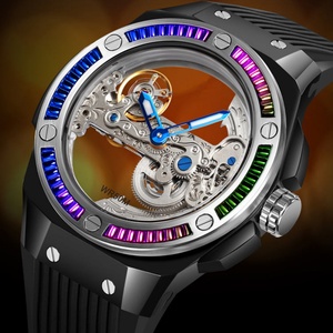 Reloj de Lujo para Hombre, Mecánico de Cuarzo, Esfera de Color, Diseño Hueco, Correa de Silicona, Resistente al Agua - Product Image 1