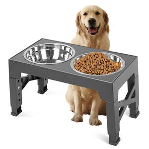 Pengumpan makanan air hewan peliharaan ketinggian dapat diatur 4 dudukan berdiri ganda mangkuk lambat anjing ditinggikan kustom pabrik - Product Image 1