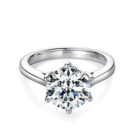 Bague en argent sterling 925 classique avec moissanite 2, 3 ou 4 carats à six griffes, bague de mariage et de fiançailles, cadeau pour femme, certificat GRA