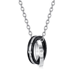 Collar de Pareja con Doble Anillo, Colgante Circular de Acero Titanio, Unisex, para Uso Diario - Product Image 5