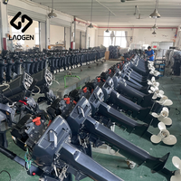 Mesin Perahu Luar Papan (Outboard) Bensin 2 Tak 246cc 2 Silinder Berpendingin Air Laogen LG15F 15HP Baru dengan Starter Manual/Elektrik