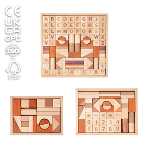 Juego de Bloques de Construcción de Madera Montessori para Niños, Marca Runwood, Madera Natural Sólida, Juguete Educativo de Matemáticas y <span class=keywords><strong>Ortografía</strong></span> - Product Image 1