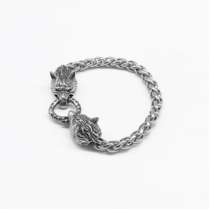 Yunnique – Bracelet en acier titane avec tête de loup pour hommes, bijoux à maillons de chaîne, cadeau, design animal géométrique, GZYB 01 - Product Image 3