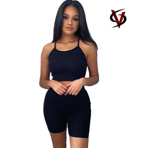 Sexy All'ingrosso Pianura Tinti di Nero Solido 92% Cotone 8% Elastan Slim Fit Della Ragazza di Sport Gilet Yoga Tuta Tank Top per Le Donne - Product Image 2