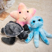 Jouets en peluche réalistes de dessins animés marins : Dauphin, Tortue, Poulpe d'aquarium, Raie manta, Étoile de mer, Écrevisse – Poupées en peluche pour enfants