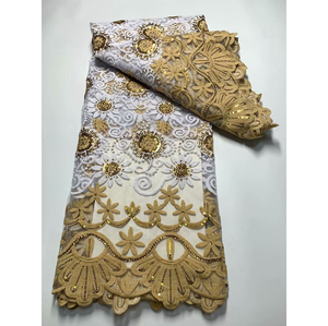 Tissu à paillettes personnalisé <span class=keywords><strong>moins</strong></span> <span class=keywords><strong>cher</strong></span> au design africain brodé de tulle paillettes broderie de paillettes tissu en dentelle pour robe de femme - Product Image 2