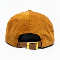 Chapeau Snapback non structuré à bord plat brodé en velours côtelé vintage à 5 panneaux