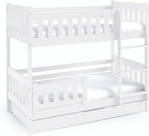 Cama <span class=keywords><strong>Litera</strong></span> Moderna de Madera Maciza con <span class=keywords><strong>Escalera</strong></span>, Protección Anticaídas y Cajón para Colchón, para Dormitorio, Adultos y Niños - Product Image 3