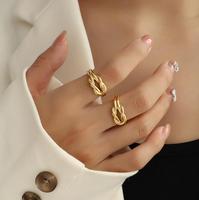 Bague de Promesse Personnalisée en Acier Inoxydable Plaqué Or 18K Bague Noeud Entrelacé Amitié Amour Bague Double Noeud Ouvert
