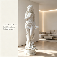 Sculpture de la déesse de la Lune en pierre naturelle blanche anti-corrosion, statue féminine d'art européen pour la décoration de villas, cours et paysages de luxe