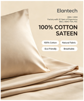 Parure de lit en coton 100% - Housse de couette et drap en coton satiné - Linge de lit en coton