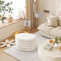 Meuble d'Ameublement Pouf Ottoman Velours Fourrure Effet Peluche Repose-Pieds avec Rangement