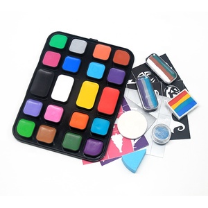 Kit de peinture pour le visage pour enfants, à base d'eau, multicolores, sain et sûr, comprenant un pinceau, un <span class=keywords><strong>pochoir</strong></span>, des paillettes et une éponge - Product Image 2