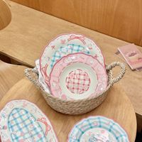 Assiette en céramique Cat Peach mignonne, émaillée de couleur moyenne, idéale comme cadeau, pour dim sum, bol à riz, tasse à café, assiette à légumes