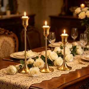 European Style Taper <b>Candle</b> Holders Metal Candlestick Set for <b>Wedding</b> Banquet Home Decor - Product Image 6