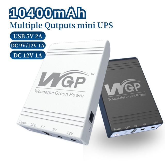 WGP Portable Ups 10400mah Lithium Battery Backup Online Multi-Output 5V/9V/12V MINI UPS for WiFi Router CCTV Camera