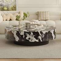 Schwarzer Luxuriöser Couchtisch Hochwertiger Moderner Runder Marmor-Couchtisch Großhandel Italienisches Wohnzimmer-Couchtisch-Set