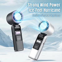 Ventilador de Mano Turbo Ajustable de 100 Niveles con Logotipo Personalizado, Pantalla LED, Refrigeración por Semiconductor, 2400mAh, Mini Ventilador Portátil de Bolsillo
