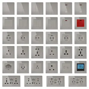 फिको दीवार स्विच और सॉकेट eu/uk मानक टेम्पर्ड ग्लास डिमर/डोर बेल/इलेक्ट्रिकल लाइट पुश बटन स्विच