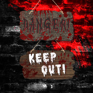 Panneaux d'avertissement en <span class=keywords><strong>bois</strong></span> sanglants pour Halloween, panneaux suspendus effrayants pour portes avec messages de danger, « Retournez-vous », « Interdiction d'entrée », « Aide pour la décoration de maison hantée » - Product Image 3