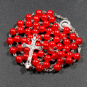 New Religion <strong>Christian</strong> Bracelets for Women Virgin Mary Jesus Cross Pendant Long Necklace 8mm Prayer <strong>Rosary</strong> Beads Glass Pearl - Product Image 5