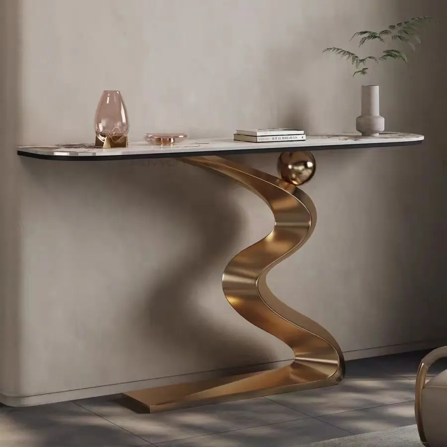 Популярный новый верхний металлический роскошный белый современный консольный стол мебель для гостиной