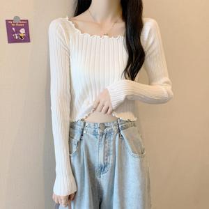 Suéter de punto fino de manga corta y larga para niña, estilo holgado, venta al por mayor - Product Image 2