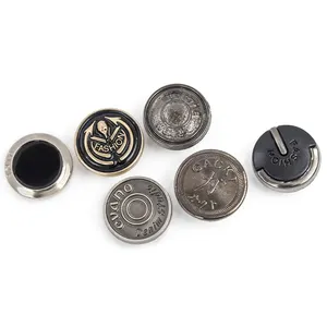 Konfeksiyon aksesuarları kazınmış zamak özelleştirilmiş denim düğmesi perçinler 15mm özel metal 17 mm kot düğmeleri için tedarikçiler kot